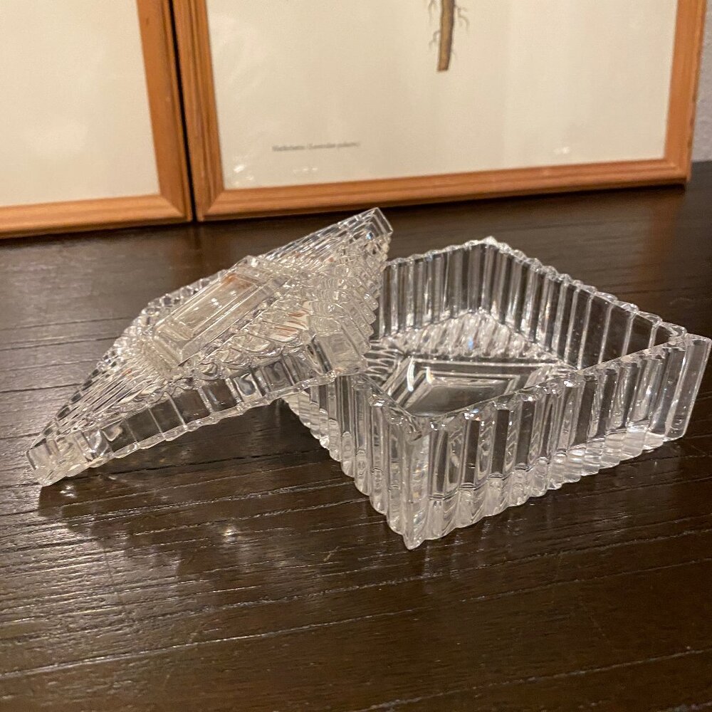 Vintage Art Deco Noritake Prism Full Lead Crystal Square Trinket Box Germanyโ